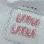 Buy Online Pink Cat Eye Coffin Nails | Nails Coffin Shape | Glossy velvet nails– Readytonail