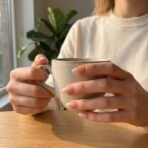 Hailey pearl press-on nails short oval milky nude glazed pearlescent gradient handmade design