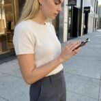 Hailey pearl press-on nails short oval milky nude glazed pearlescent gradient handmade design